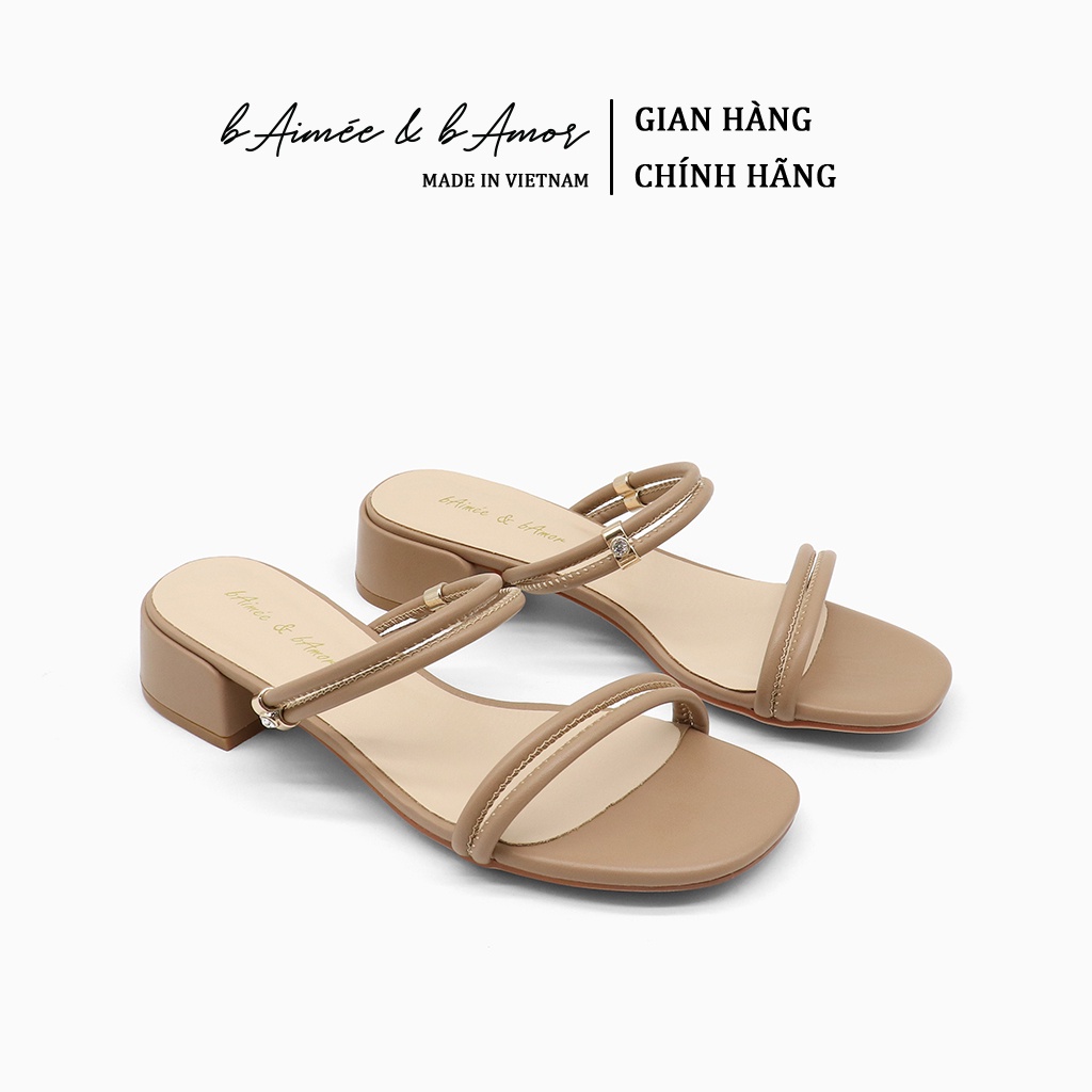 Sandal cao gót nữ 3p quai mảnh đế vuông mũi vuông thời trang công sở đẹp cao cấp bAimée & bAmor - MS0007