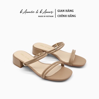 Sandal cao gót nữ 3p quai mảnh đế vuông mũi vuông thời trang công sở đẹp cao cấp bAimée & bAmor - MS0007