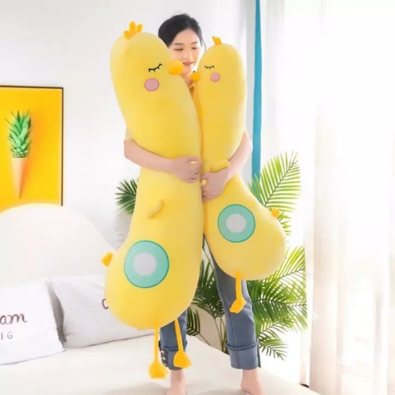 gấu bông gối ôm con gà vàng cute thú bông con vịt vàng vải co giãn 4 chiều mềm min dễ thương70cm