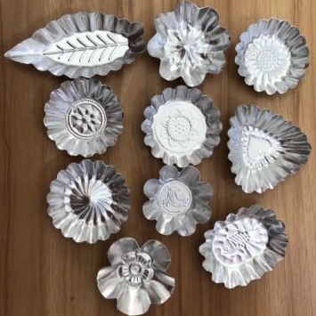 Set 10 Khuôn bánh bò, bánh da lợn, đổ rau câu tiện dụng bằng nhôm cao cấp, nhiều hình đẹp