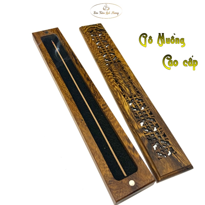 Hộp Đốt Nhang Trầm Hương Không Tăm - Khay Gỗ Muồng Cao Cấp Kèm Lót Chống Cháy - BẢO TRẦM LINH HƯƠNG Quà Tặng Phong Thủy