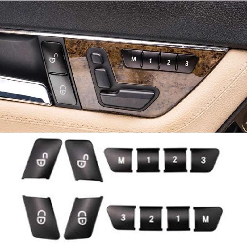 Bộ 12 Miếng Dán Trang Trí Nút Công Tắc Cửa Xe Hơi Mercedes Benz a B C E Class CLA GLA GLE GL GLS ML
