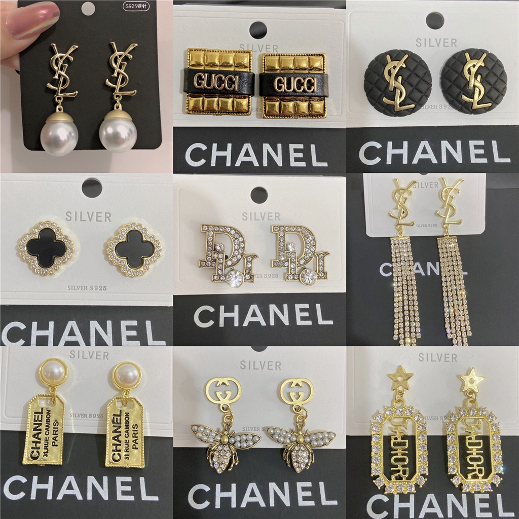 Khuyên Tai Hình Chữ Dio Bằng Bạc 925 Phong Cách Hàn Quốc Mới