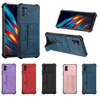Ốp điện thoại da có túi khí đựng thẻ và giá đỡ cho tecno pova 2 ld7 camon 17p 17 pro spark 6 go spark 7 7p 6 air pop 4 lite