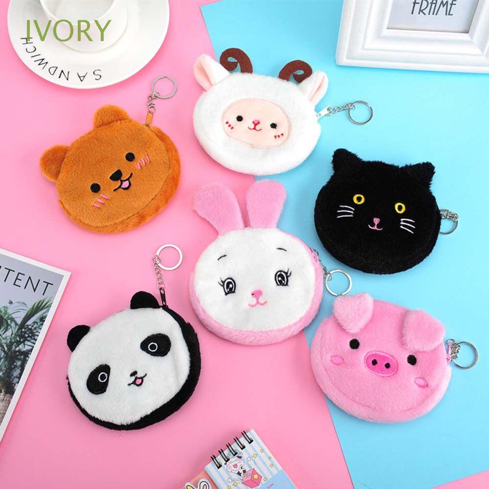 Ví lông đáng yêu mềm mại đựng tiền xu tai nghe IVORY