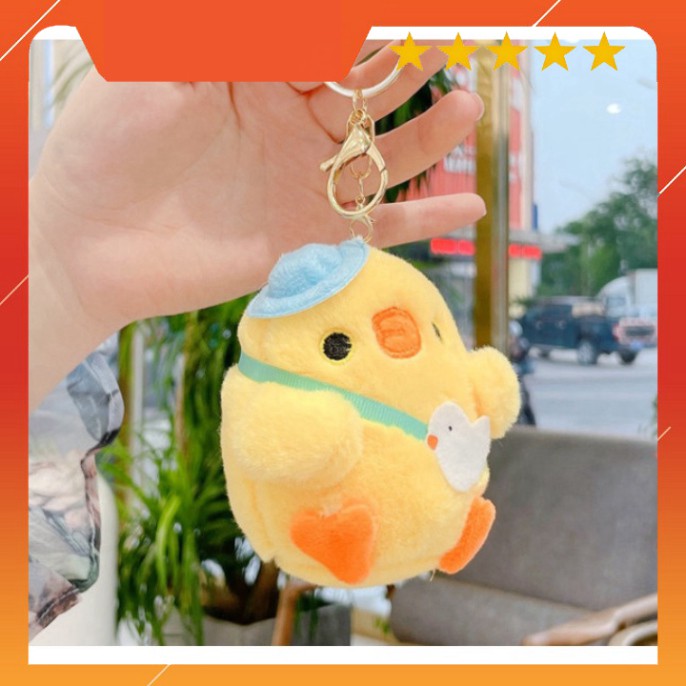 Móc Khóa Gấu Bông Hình Bé Gà màu vàng chìa khóa