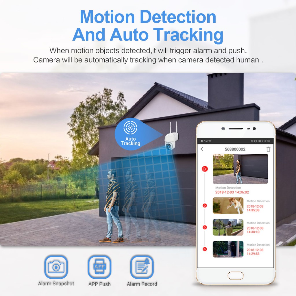 Camera IP Wifi Ngoài trời Yoosee GW-D16A PTZ 2 Râu FullHD 1080P 8 LED trợ sáng, 8 LED hồng ngoại, đàm thoại 2 chiều