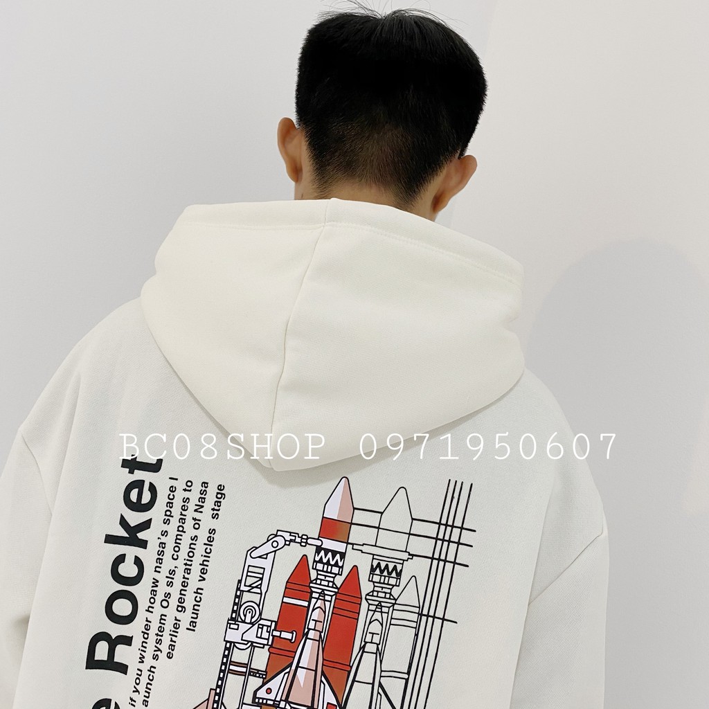 Áo Hoodie Nỉ SPACE ROCKET ulzzang có mũ dáng rộng BC134