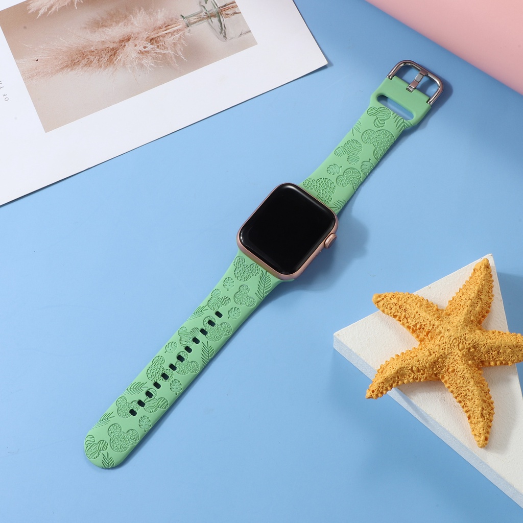 Dây Đeo Đồng Hồ Bằng Silicone Hình Chuột Mickey Hoạt Hình Cho Apple Watch 38mm 40mm 41mm 42mm 44mm 45mm 8 7 6 SE 5 4 3 2 1