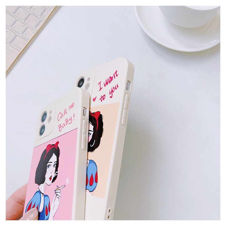 Ốp lưng iphone cạnh vuông Công chúa cá tính dành cho ip 6 đến 14promax - e238
