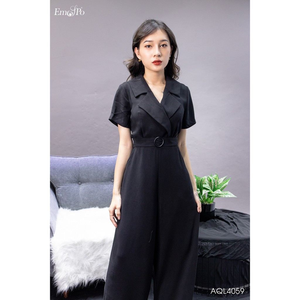 Jumsuit cổ bẻ, túi quần, đai eo rời Emspo AQL4059