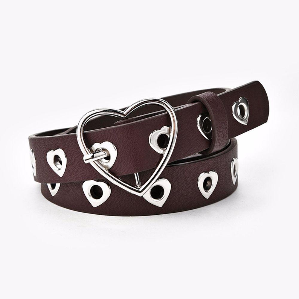 MXGOODS Thắt Lưng Da Unisex Mặt Trái Tim Đơn Giản