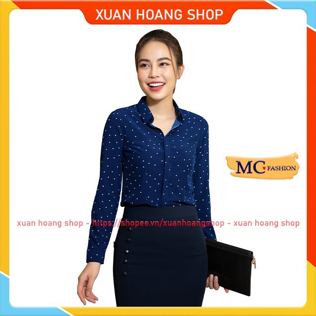 Áo Sơ Mi Nữ Đẹp Mc Fashion A0284, Đủ Size, Dáng Công Sở, Dài Tay, Màu Trắng, Xanh Đen Tím Than, Họa Tiết Chấm Bi