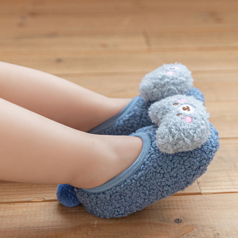 Giày búp bê hoạt hình ba chiều dày cho bé mùa thu / mùa đông giày chống trượt sàn cho trẻ mới biết đi