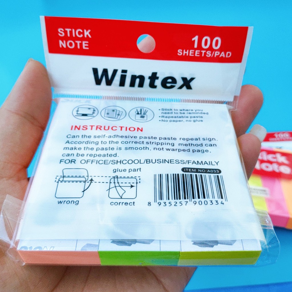 Stick note  - Giấy nhớ Wintex 4 Màu Kích Thước 𝟬.𝟲*𝟯 𝗶𝗻𝗰𝗵/𝟳𝟲*𝟭𝟱.𝟮𝗺𝗺