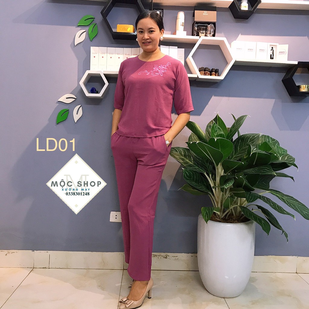 [Mã 44FASHIONSALE357 giảm 10K đơn 50K] Bộ đũi trung niên cho bà cho mẹ - Tay lỡ quần dài