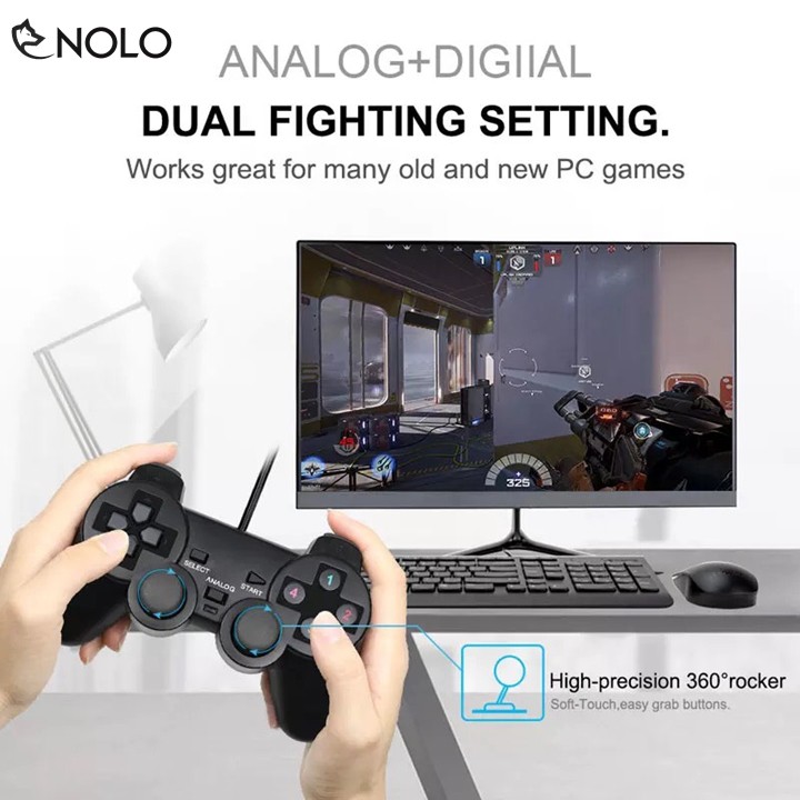 Combo 2 Tay Cầm Chơi Game Joystick Có Dây Model TGD01 Dùng Chung 1 Đầu Ra Cổng USB Tương Thích Tốt Trên Win 10