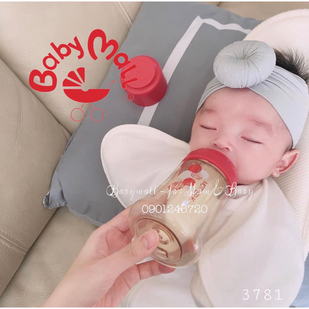 Bình sữa Mother-K 250ml 3781 kèm núm size L(4-8m) KHÔNG CHIA ML