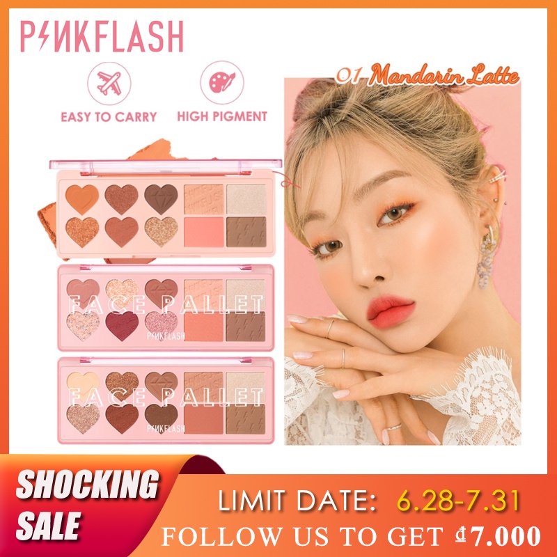 Bảng Phấn Mắt Tích Hợp Phấn Má Hồng / Phấn Tạo Khối / Phấn Bắt Sáng Đa Dạng Pink Flash Oh My Love 100% Màu Sắc Phong Phú