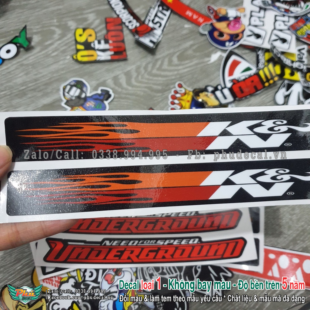 Cặp Tem dán phuộc, dán đuôi xe size 18cm nhiều mẫu
