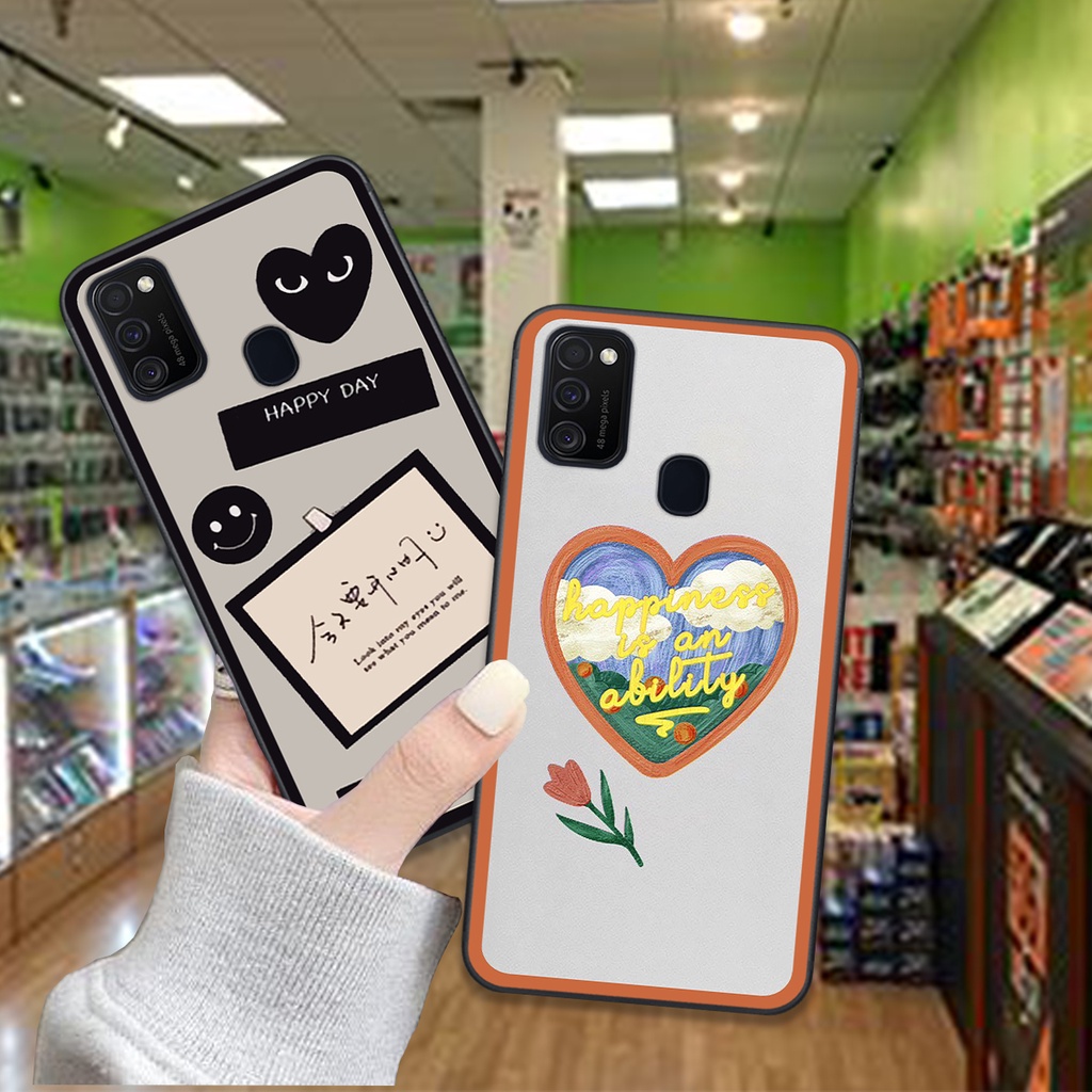 Ốp Samsung M21 / M30s in hình trái tim caro đen trắng , hồng cute xinh xắn dễ thương