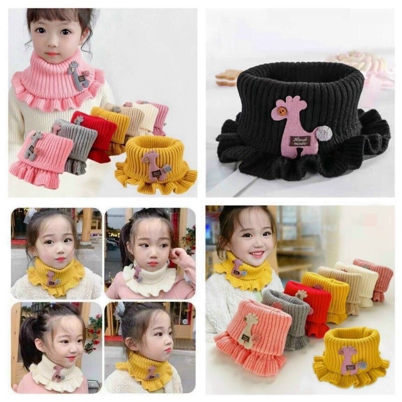 Khăn len cổ nhún dạng ống hình hươu dễ thương cho bé