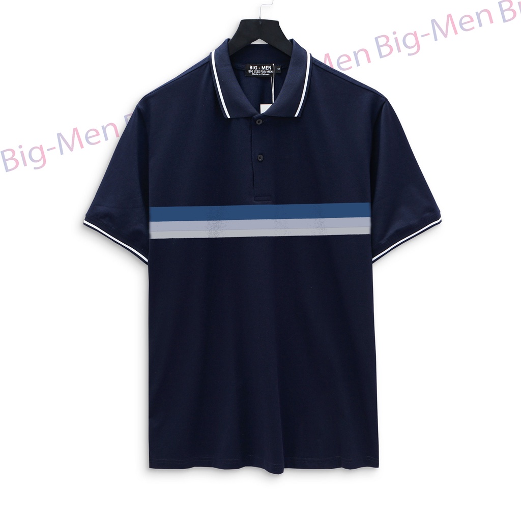 [bigsize] Áo thun polo cotton 100% in ngang phối màu đẹp 85-140kg