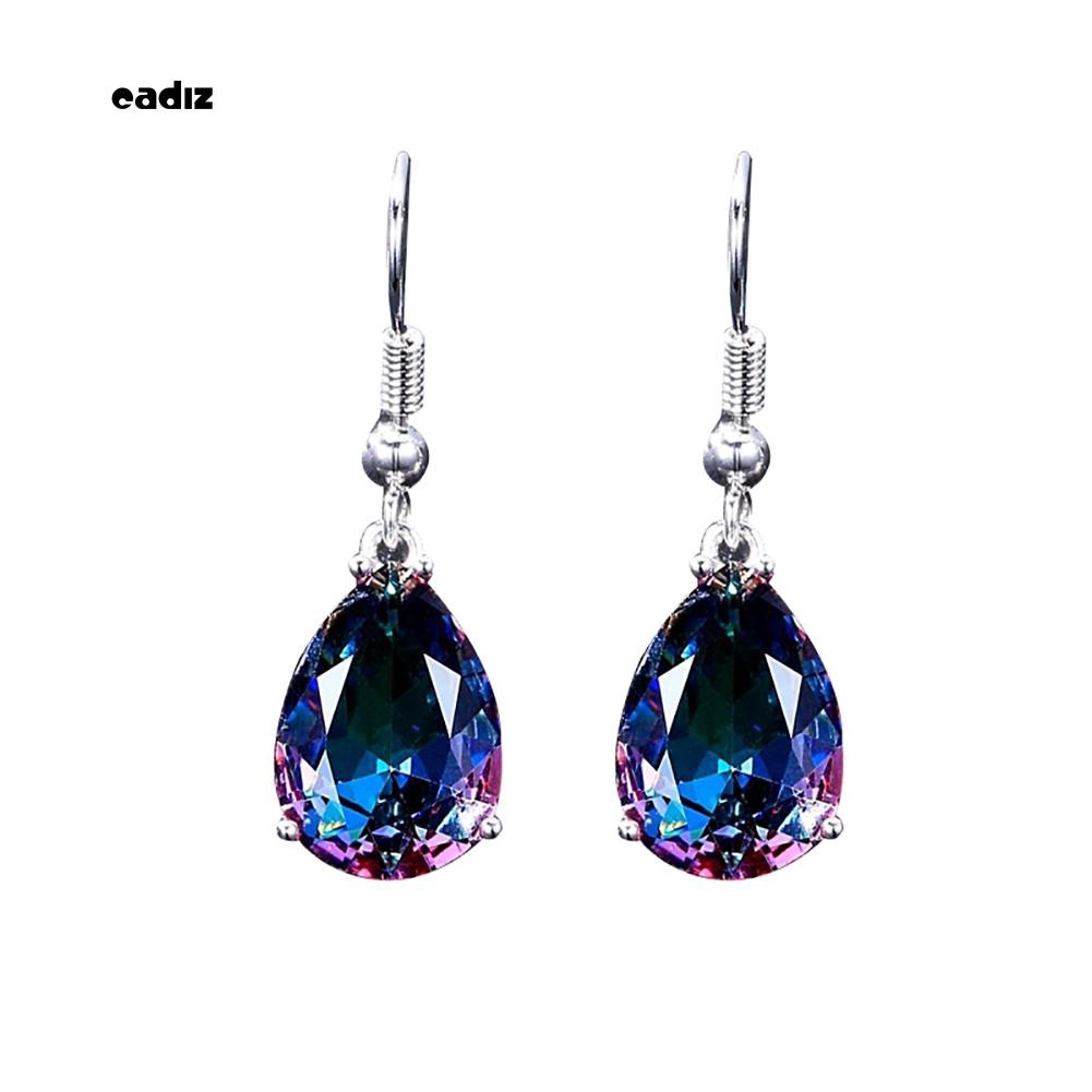 Hoa tai hình giọt nước đính đá nhiều màu sắc