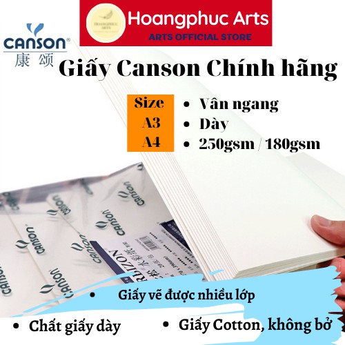 GIẤY CANSON PHÁP A3/ A4 180GSM- 250gsm (TẬP 10 TỜ )