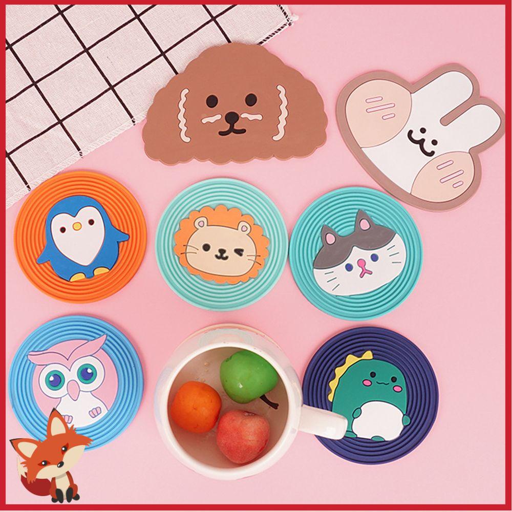 Tấm lót ly cách nhiệt bằng silicon hình động vật dễ thương tiện dụng