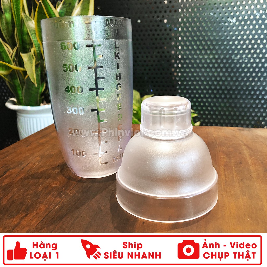 [Giá rẻ nhất - giảm 10%] Bình lắc shaker nhựa có vạch - Dụng cụ pha chế
