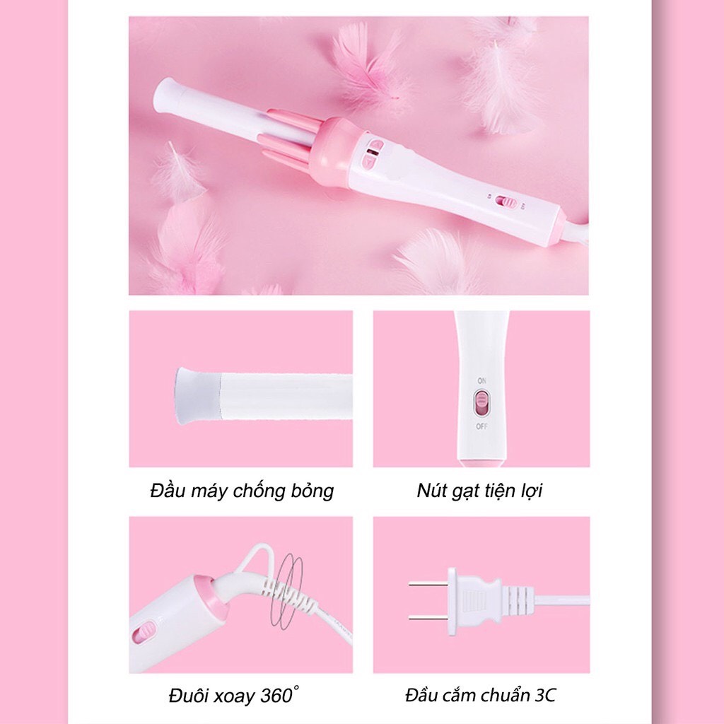 Máy Uốn Tóc Làm Xoăn Xoay Tự Động 360 Độ Hàng Chính Hãng Bảo Hành 1Tháng.