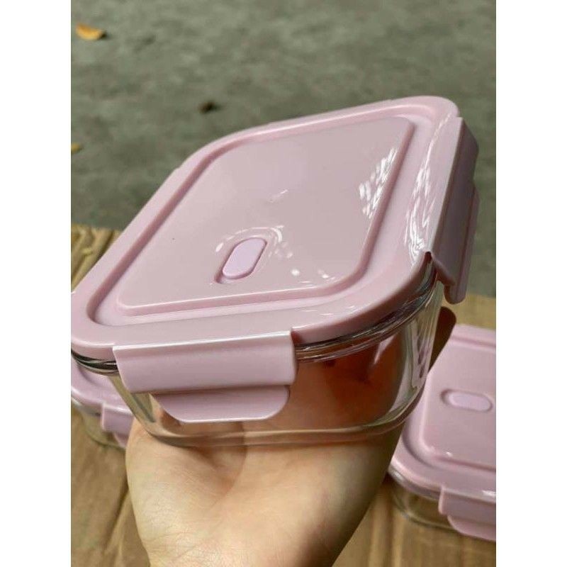HỘP THỦY TINH ĐỰNG THỰC PHẨM MÀU HỒNG