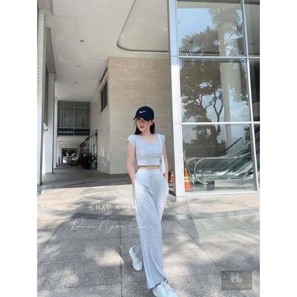ÁO CROPTOP PHỐI QUẦN COTTON SUFA TRENDING_FREESIZE<60KG