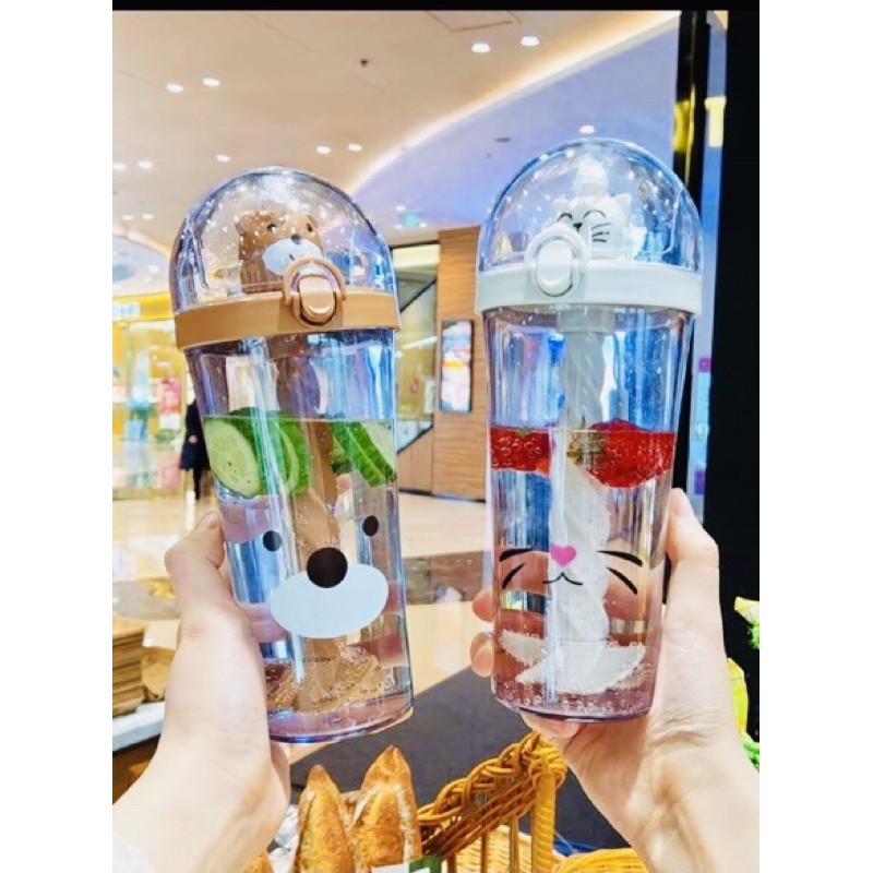 Bình nước nhựa hình thú cute