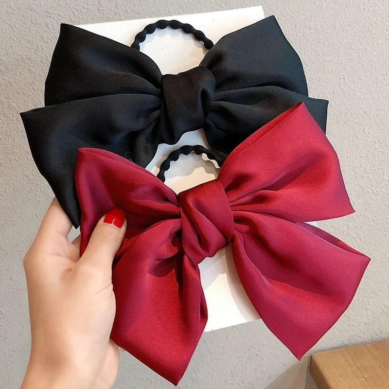 Dây Buộc Tóc Thắt Nơ Ruy Băng Lụa Co Giãn Màu Sắc Ngọt Ngào Thanh Lịch Cho Nữ