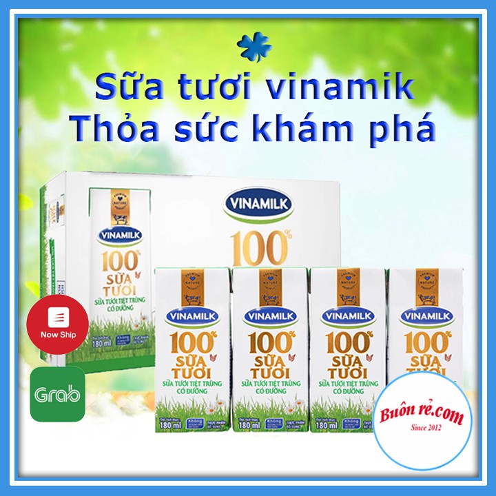 Sữa tươi Vinamik 100% nguyên chất - 1 vỉ 4 hộp 180ml - thơm ngon 01218 _ Buonrecom