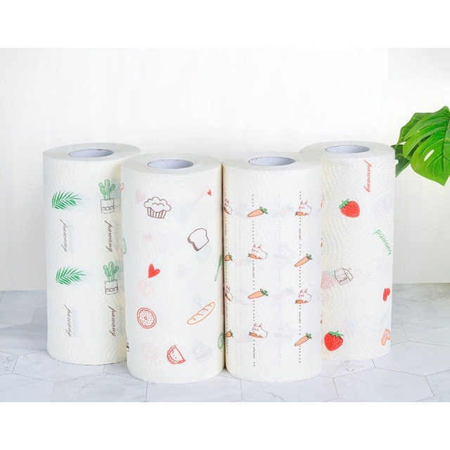 Cuộn khăn giấy thấm dầu ăn, lau tay hình củ quả đa năng