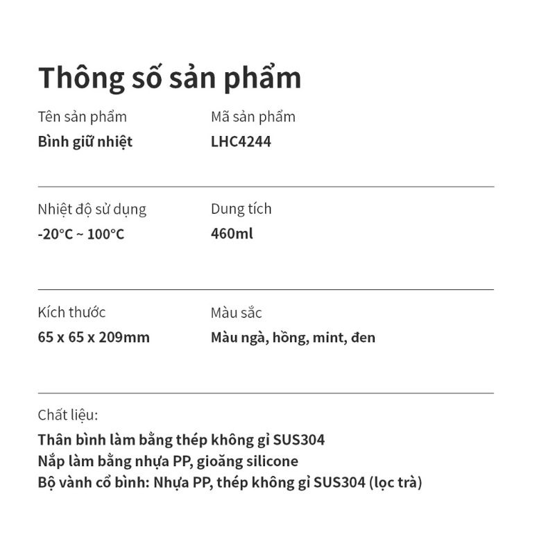 Bình giữ nhiệt Feather Light Ring Lock&Lock 460ml