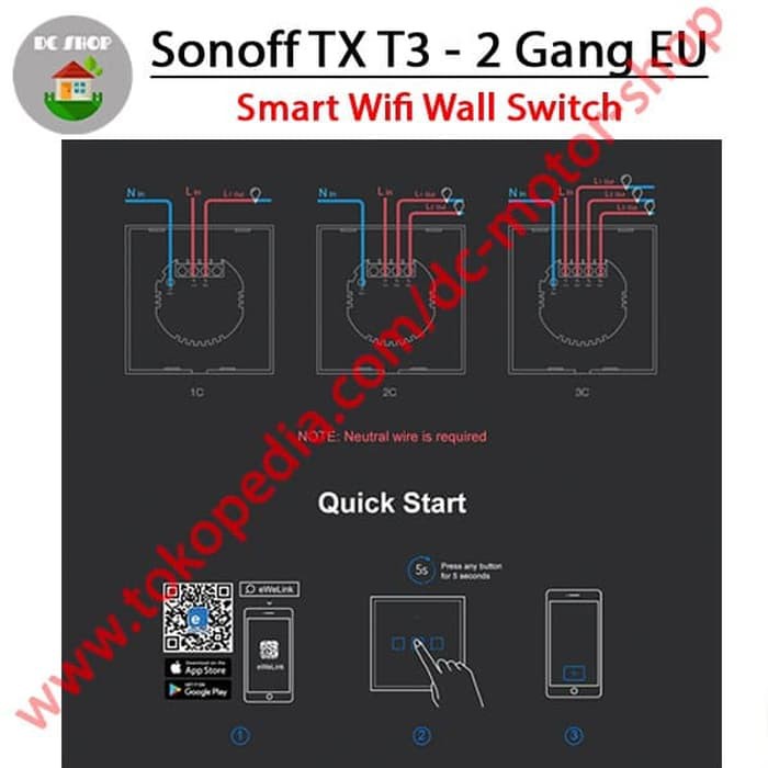 Công Tắc Cảm Ứng Gắn Tường Sonoff Touch Tx T3 Eu-2gang Wifi 433mhz 4.5 (2) Cho 20 Products (100%)