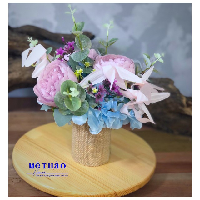 Ảnh shop chụp) Bình Hoa Tái Chế Giả Trang Trí Nhà Cửa, Decor Phòng Khách Chất Liệu Lụa Cao Cấp Của Mê Thảo Flower