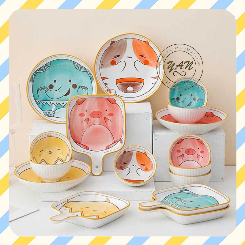 [Chọn Lẻ] Bộ bát đĩa sứ Tableware ngộ nghĩnh cute chén dĩa decor bằng sứ men đẹp - YANDY DECOR