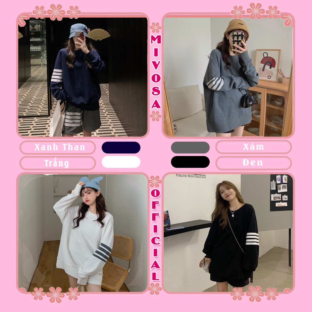 Áo sweater nỉ thụng sọc tay áo khoác nỉ hoodie cổ tròn form thung ulzzang thời trang unisex MIVOSA AN002 | BigBuy360 - bigbuy360.vn