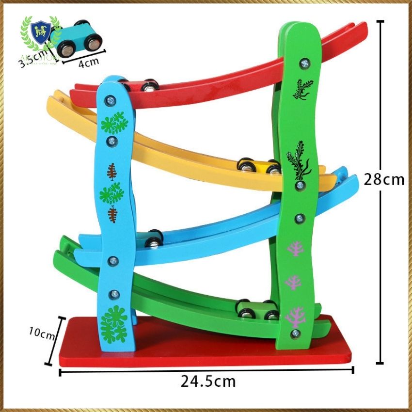 [FREESHIP+QUÀ 10K] Đồ Chơi Xe Cầu Trượt 4 Tầng Bằng Gỗ Dành Cho Bé, AKA Store