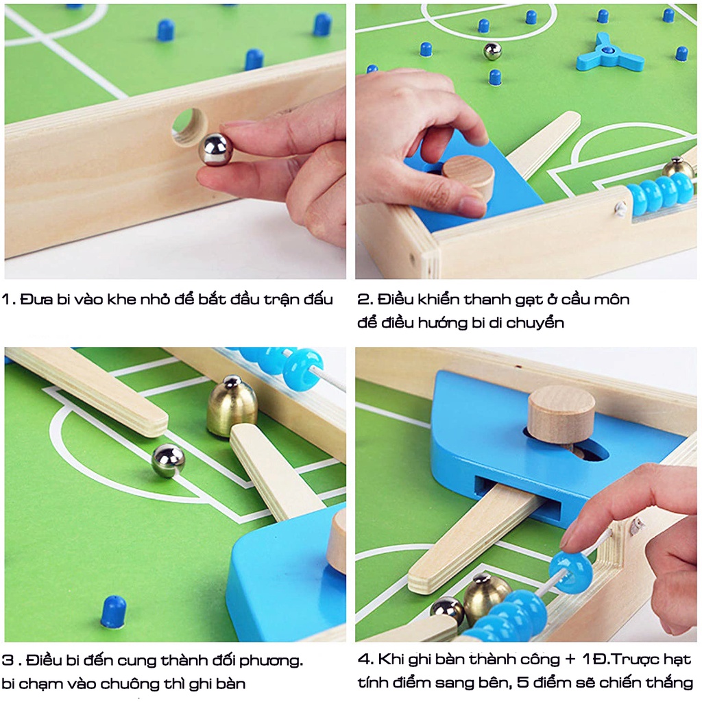 Đồ chơi gỗ dành cho trẻ em - Bàn cờ 3 trong 1 : Pinball bóng đá, cờ cá ngựa, cờ vây