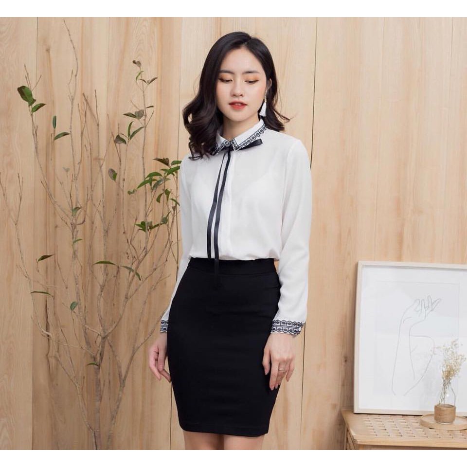 Áo sơ mi nữa màu trắng phối ren dáng suông trẻ trung cá tính cho cô nàng công sở