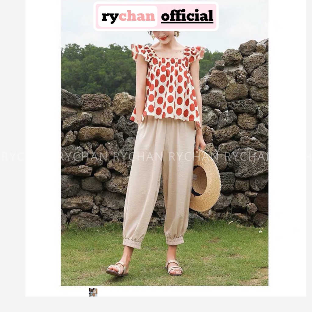 SE839 - Set Quần Bí Mix Áo Bèo Chấm Bi Cánh Tiên Nhiều Màu / Set Bộ Bi Dễ Thương Trẻ Trung Năng Động Vải Lụa Mềm Mại