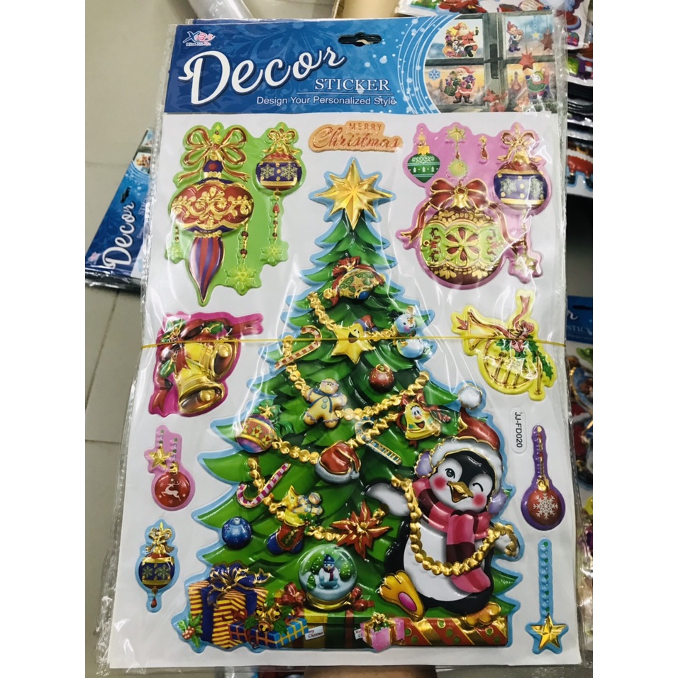 Sticker Noel, Người Tuyết, cây thông Noel nổi 3D cực xinh rang Trí Nghệ Thuật Mùa Giáng Sinh - VPP Brendo