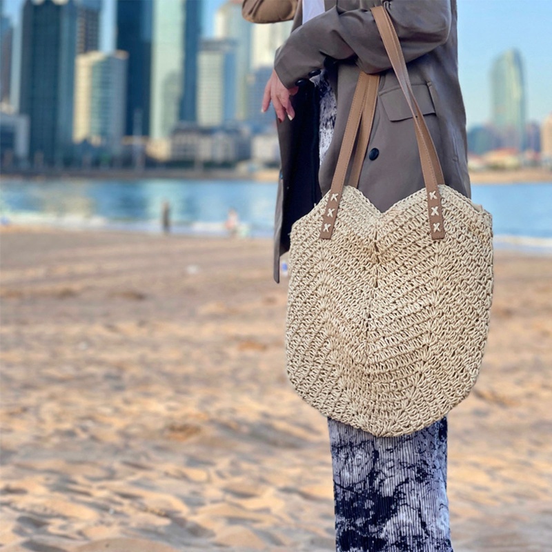 Túi Xách Tote Đan Rơm Thủ Công Cỡ Lớn Đựng Điện Thoại Sách Thời Trang Mùa Hè Cho Nữ