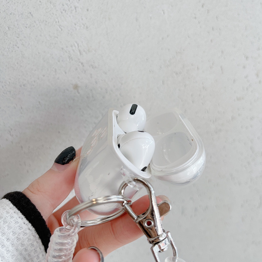 Vỏ Bảo Vệ Hộp Sạc Tai Nghe airpods 1 2 Pro 3rd Generation Pro 1/2 Trong Suốt Chống Sốc Họa Tiết Hoạt Hình Kèm Dây Đeo Kiểu Nhật Hàn